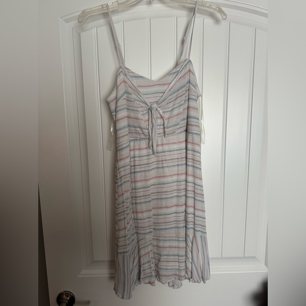 Charlotte Russe Striped Dress - White, Pink, Blue
